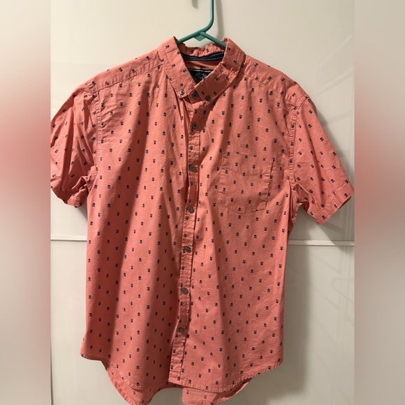 Men's Salmon Skull Patterned Shirt - Picture 1 of 4